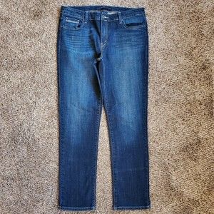 Levis Womens Classic Mid Rise Skinny Jeans Size 14 Dark Wash Stretch Denim